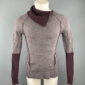 NICE COLLECTIVE Size M Purple Merino Wool High Collar Zipper Sweater